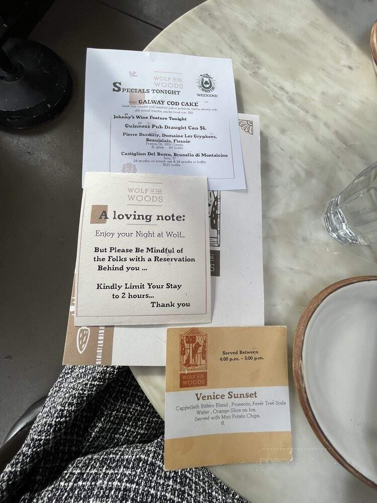 Wolf in the Woods - San Diego, CA menu_pic