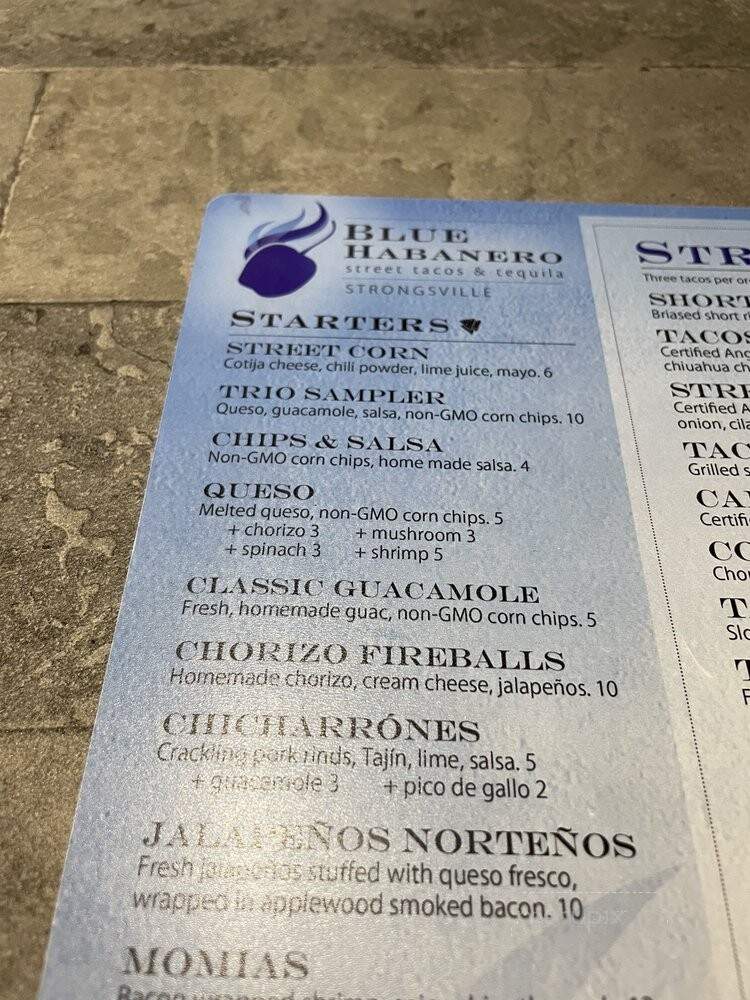 Blue Habanero - Strongsville, OH menu_pic
