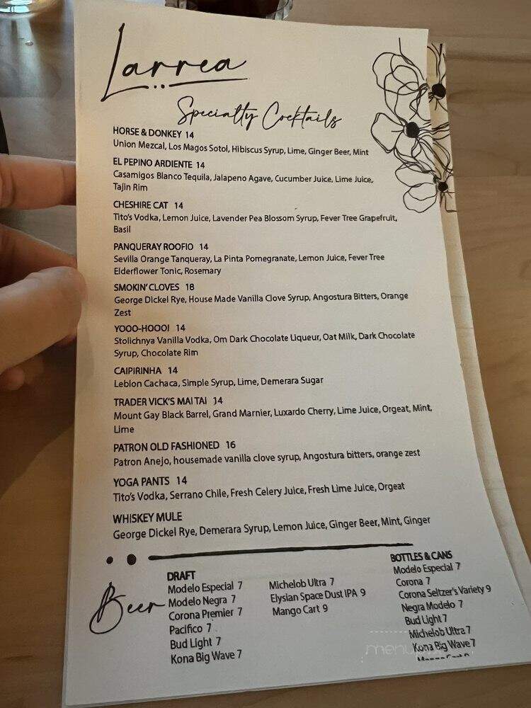 Larrea - Las Vegas, NV menu_pic