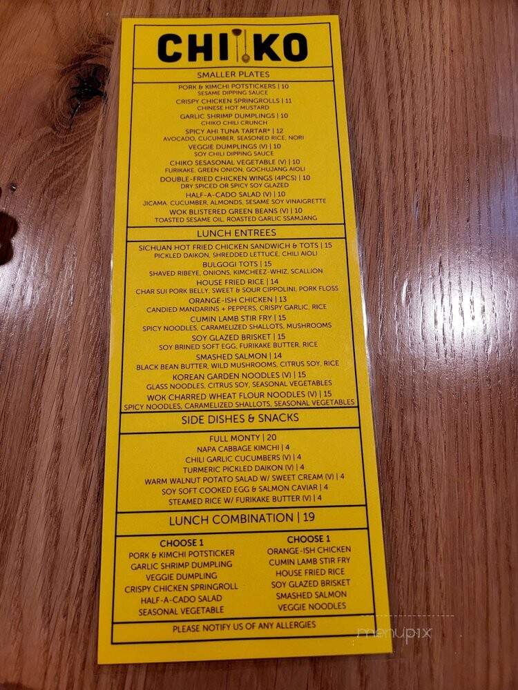 Chiko - Arlington, VA menu_pic