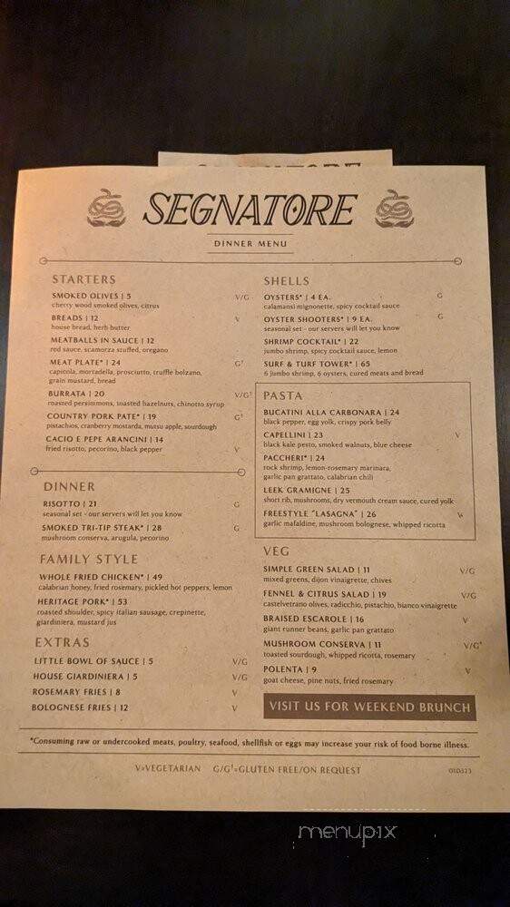 Segnatore - Chicago, IL menu_pic