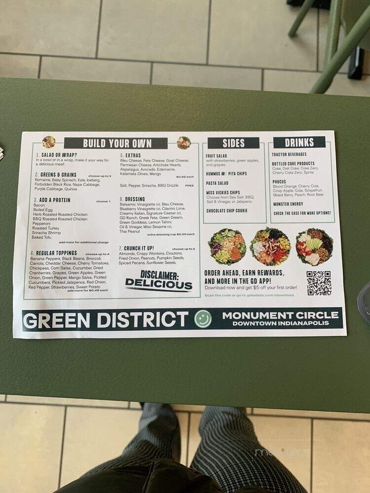 Green District Salads - Indianapolis, IN menu_pic