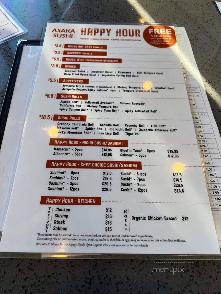 Asaka Sushi - Centennial, CO menu_pic