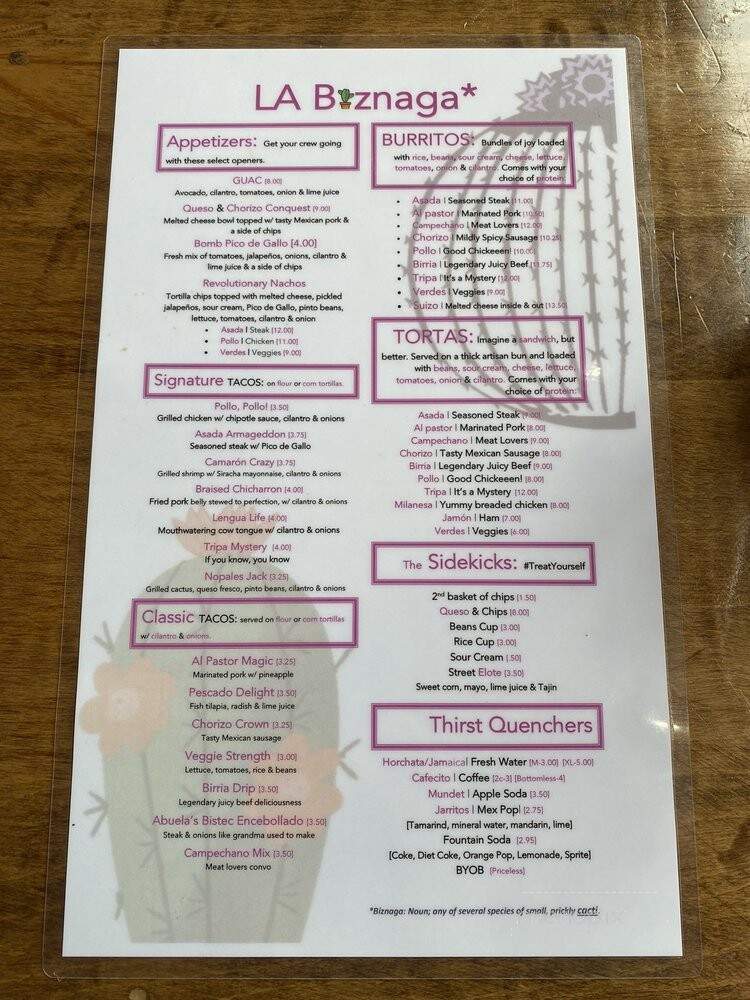 La Biznaga 2 - Chicago, IL menu_pic