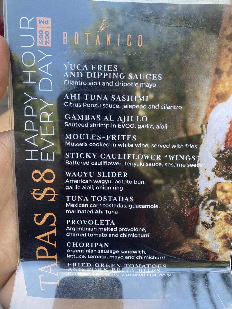 Botanico Gin & Cookhouse - Coconut Grove, FL menu_pic