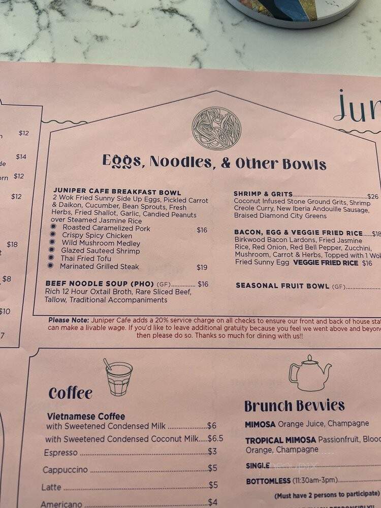 Juniper Cafe - Atlanta, GA menu_pic