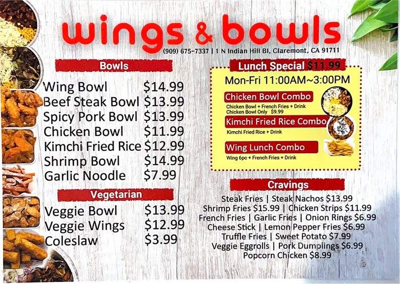 Wings & Bowls - Claremont, CA menu_pic