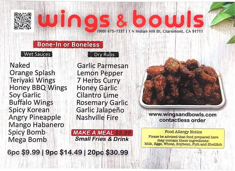 Wings & Bowls - Claremont, CA menu_pic