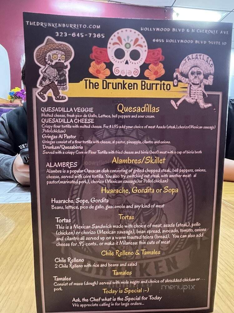 The Drunken Burrito - Los Angeles, CA menu_pic