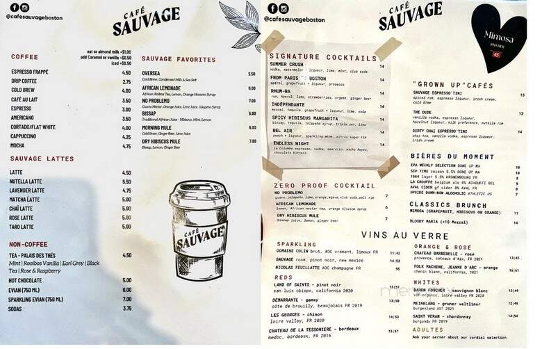 Cafe Sauvage - Boston, MA menu_pic