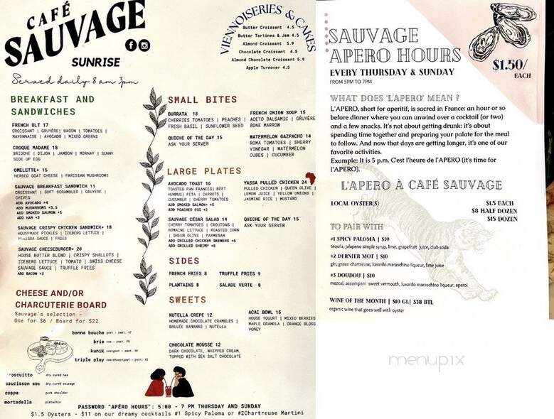 Cafe Sauvage - Boston, MA menu_pic