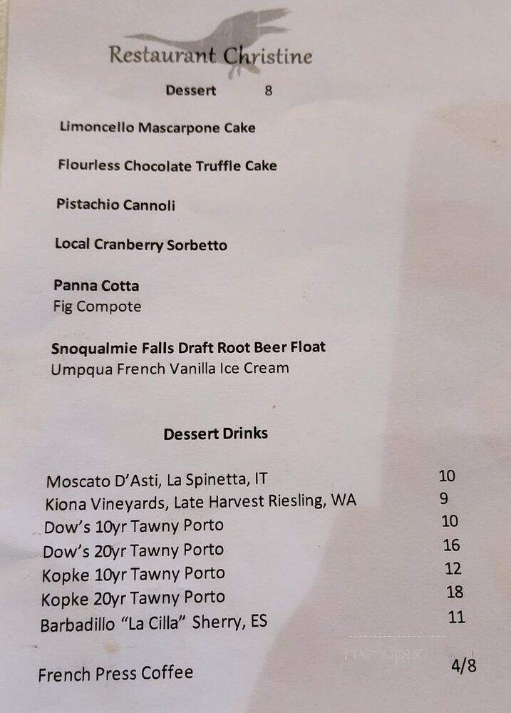 Restaurant Christine - Seattle, WA menu_pic