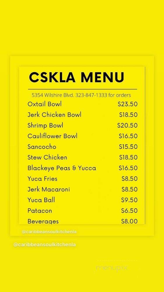 Caribbean Soul Kitchen LA - Los Angeles, CA menu_pic