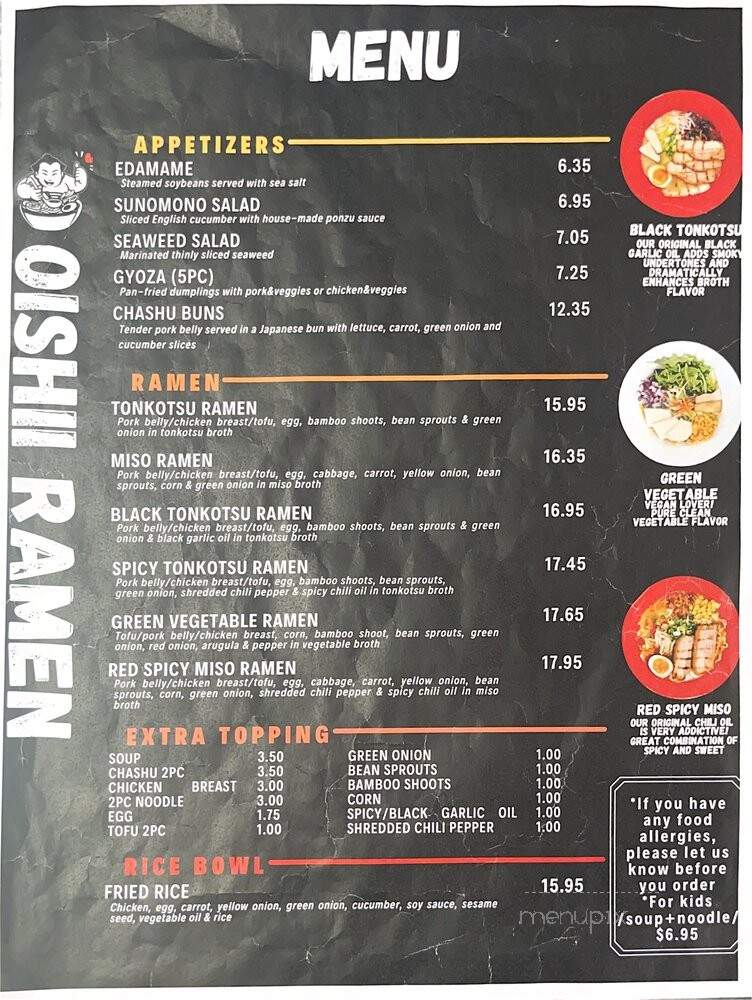 Oishii Ramen - Denver, CO menu_pic