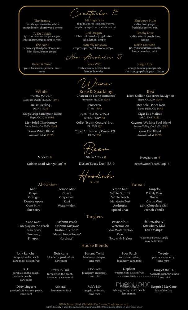 The Brandy - Glendale, CA menu_pic