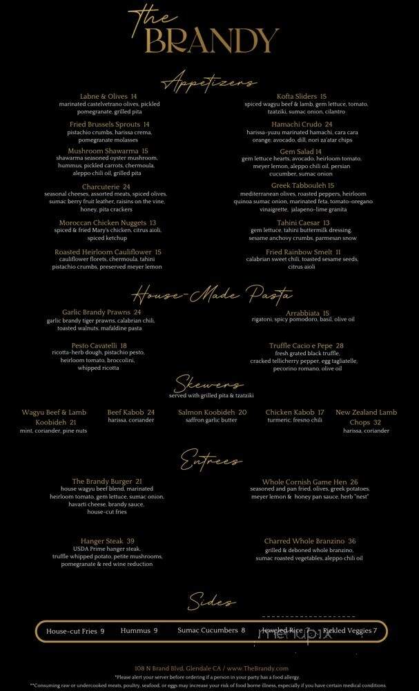 The Brandy - Glendale, CA menu_pic