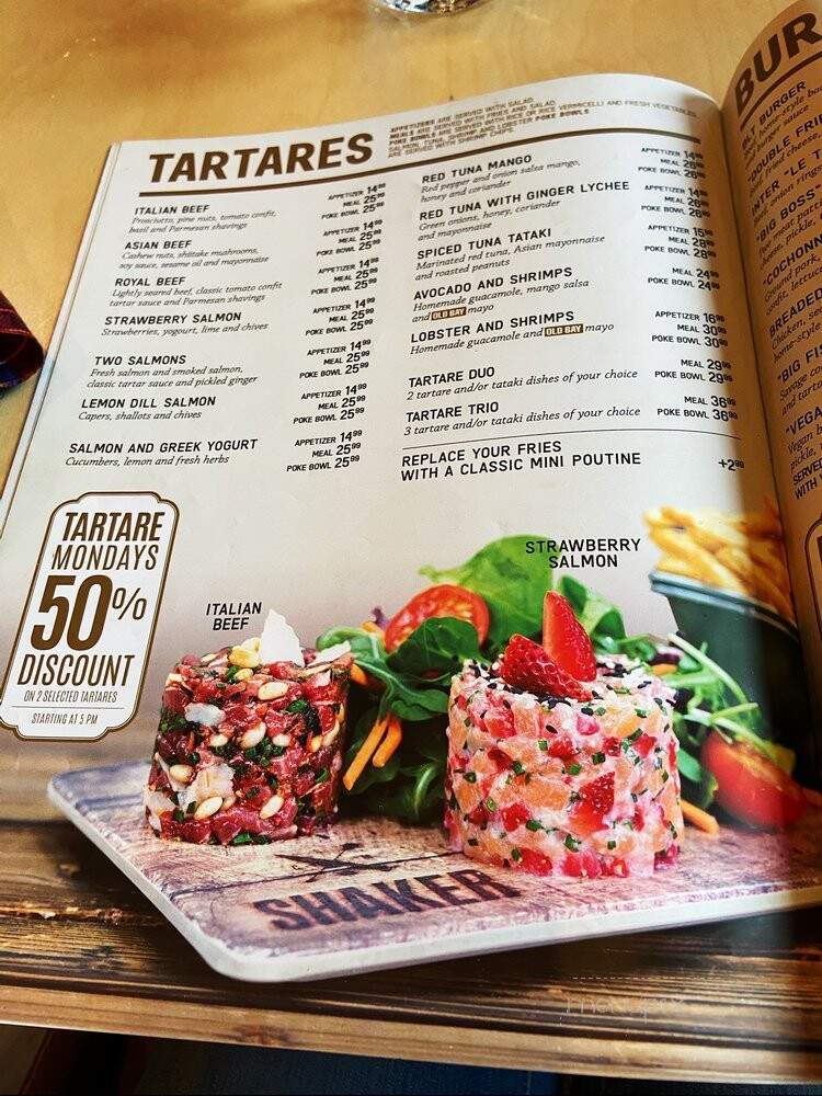 Shaker Cuisine and Mixologie - Montreal, QC menu_pic