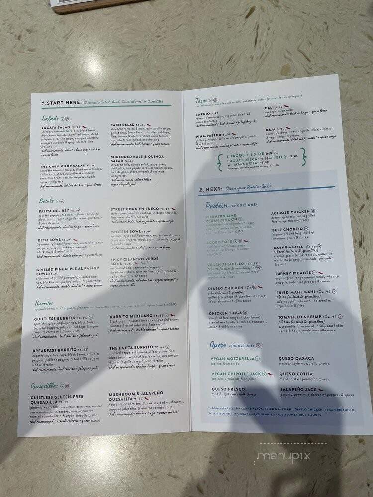 Tocaya - Los Angeles, CA menu_pic