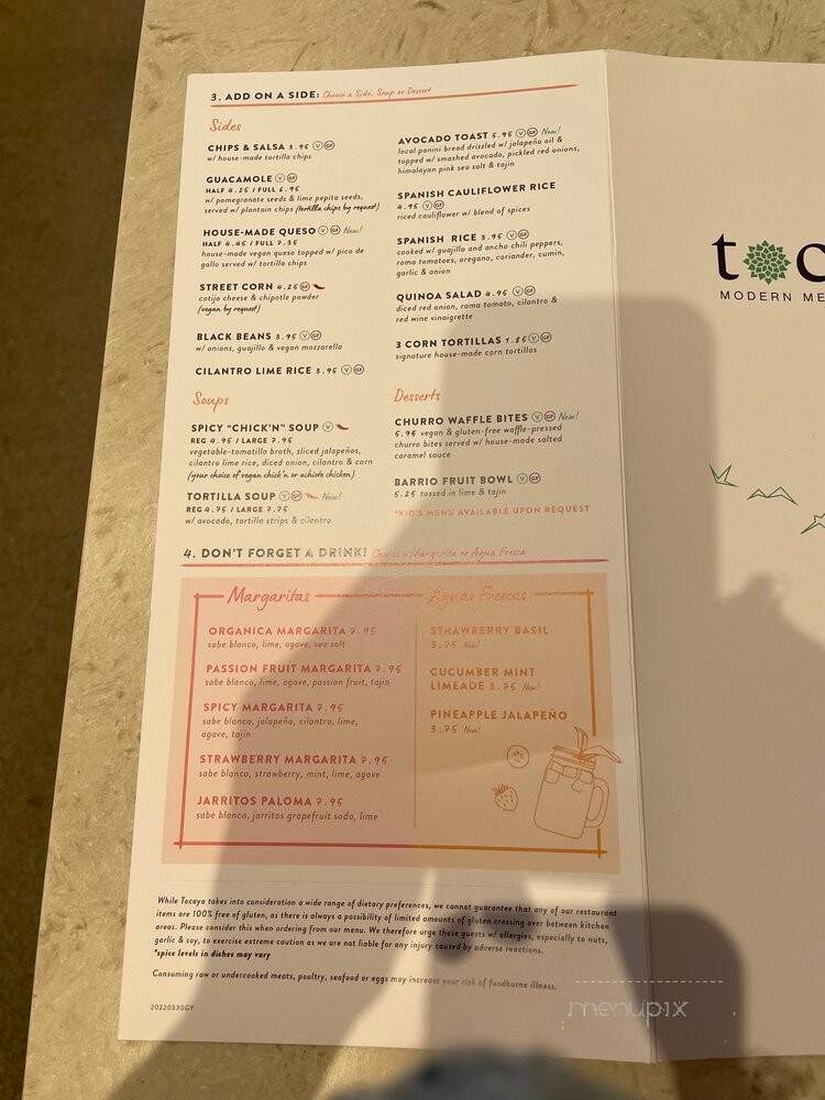 Tocaya - Los Angeles, CA menu_pic