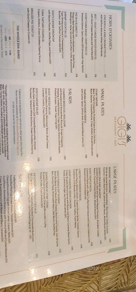 GiGis Restaurant and Bar - Palm Springs, CA menu_pic