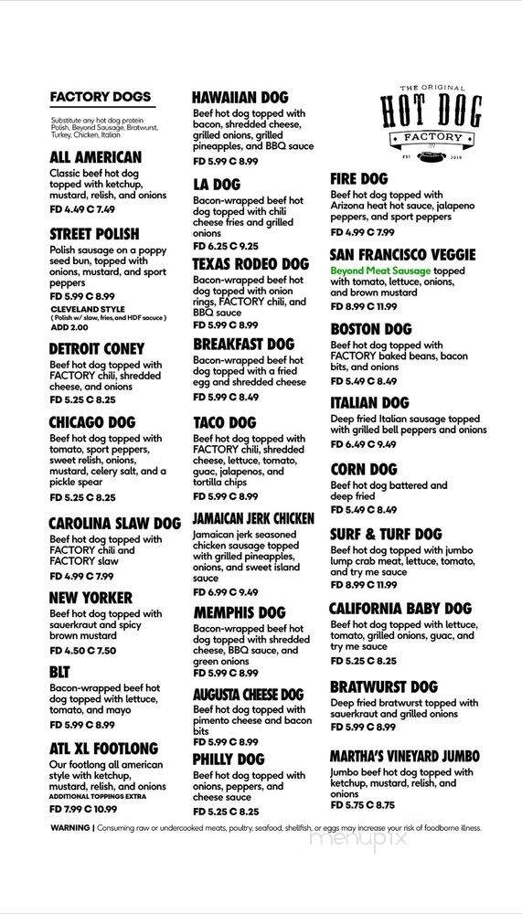 The Original Hot Dog Factory - Voorhees Township, NJ menu_pic
