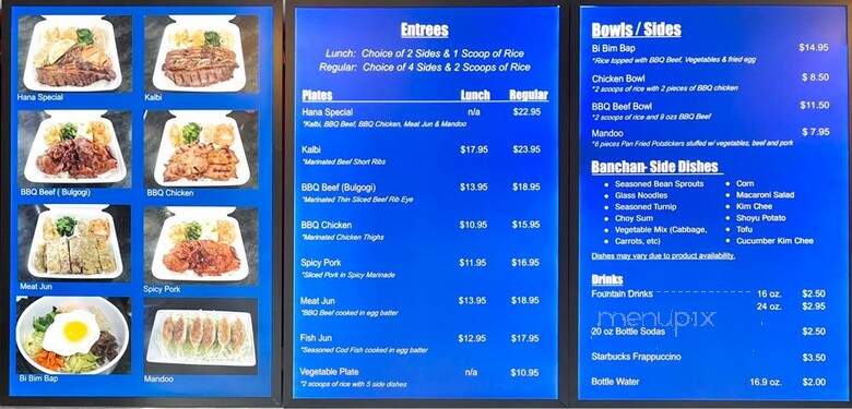Hana Korean BBQ - Mission Viejo, CA menu_pic