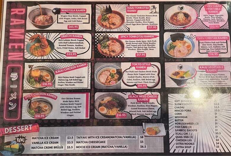 Kaiju Ramen - Washington, DC menu_pic