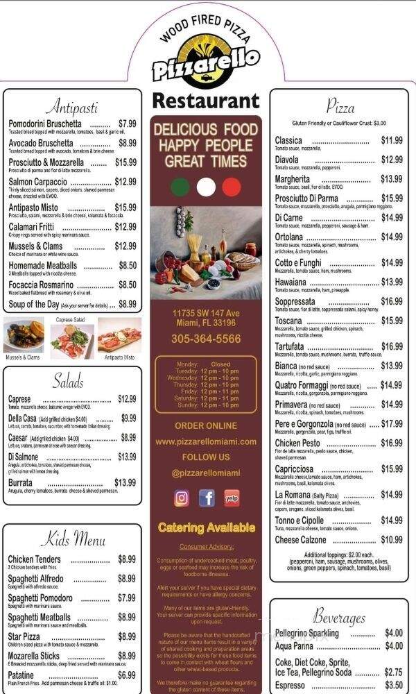 Pizzarello - Miami, FL menu_pic