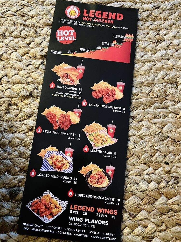 Legend Hot Chicken - Montebello, CA menu_pic
