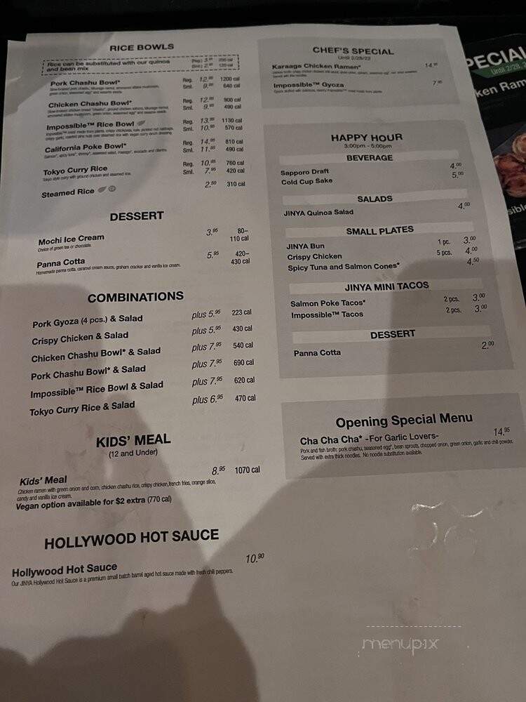 JINYA Ramen Bar - Buford, GA menu_pic