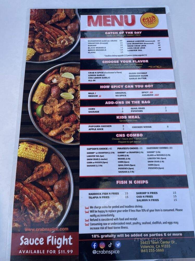 Valencia Crab N' Spice - Santa Clarita, CA menu_pic