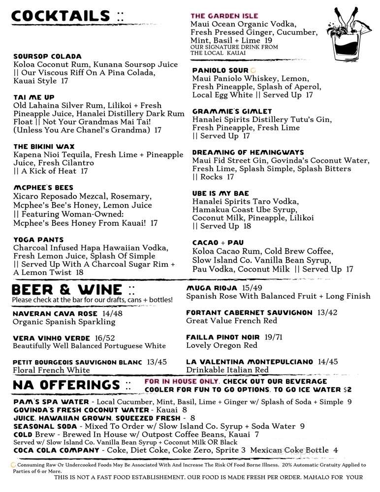 Fish Bar Deli - Kapaa, HI menu_pic