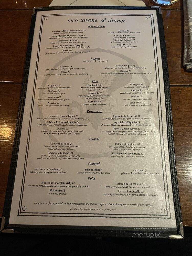 Vico Cavone - San Francisco, CA menu_pic