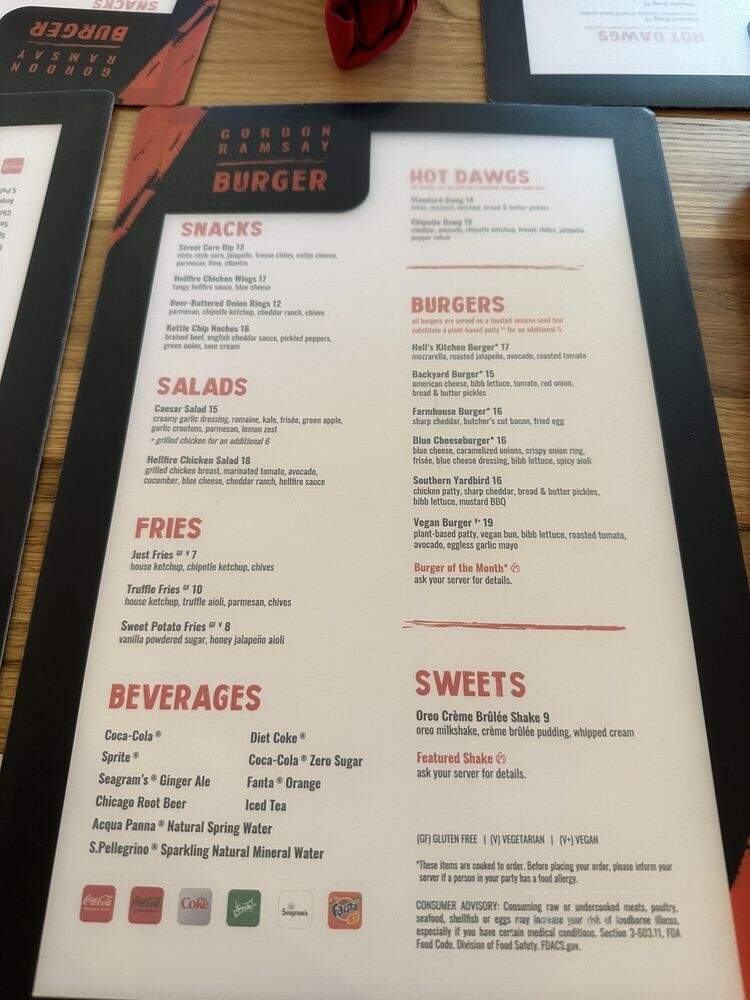Gordon Ramsay Burger - Chicago, IL menu_pic