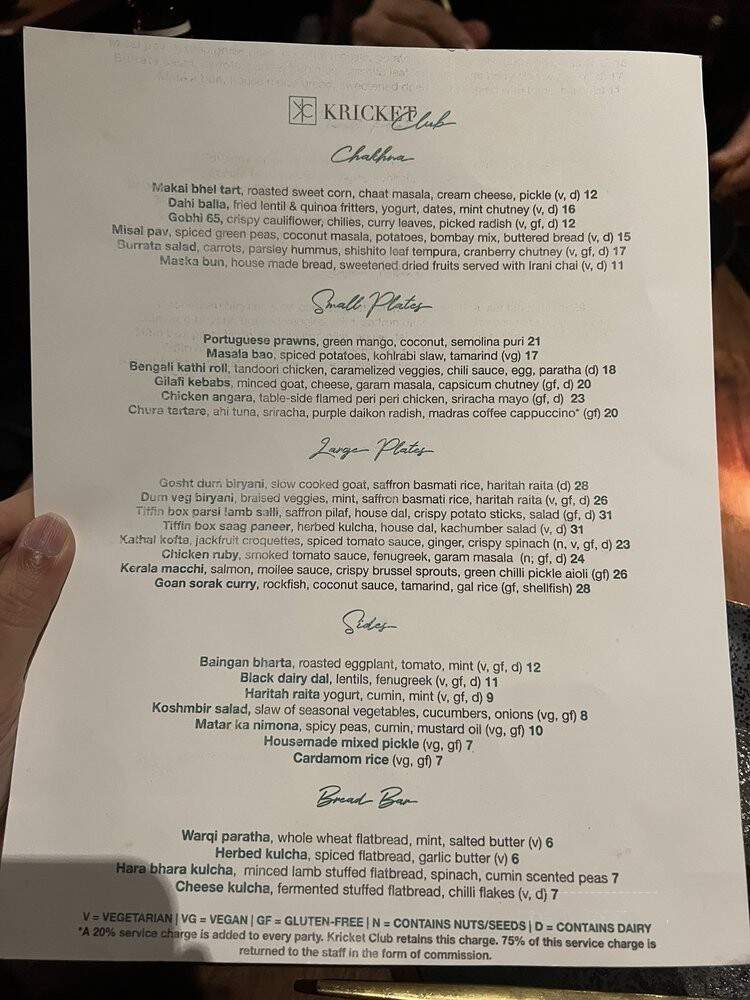 Kricket Club - Seattle, WA menu_pic