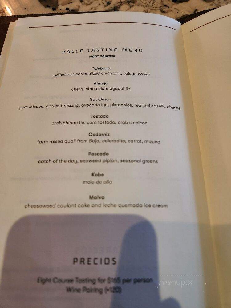 Valle - Oceanside, CA menu_pic