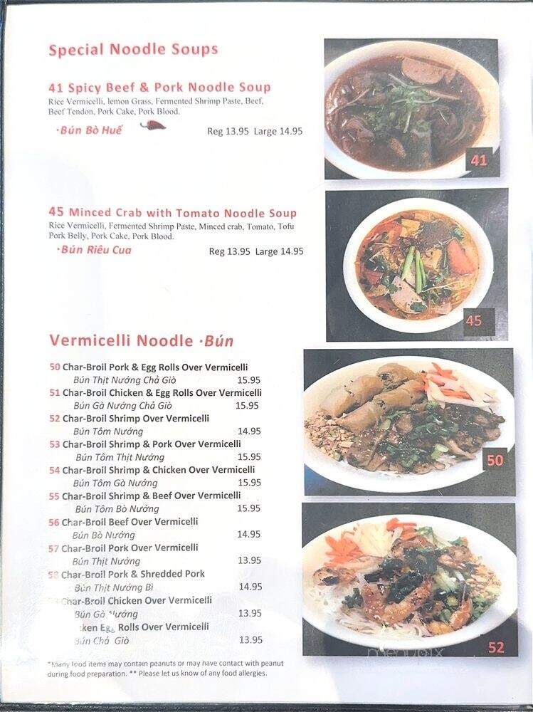 Pho Tai - Dublin, CA menu_pic