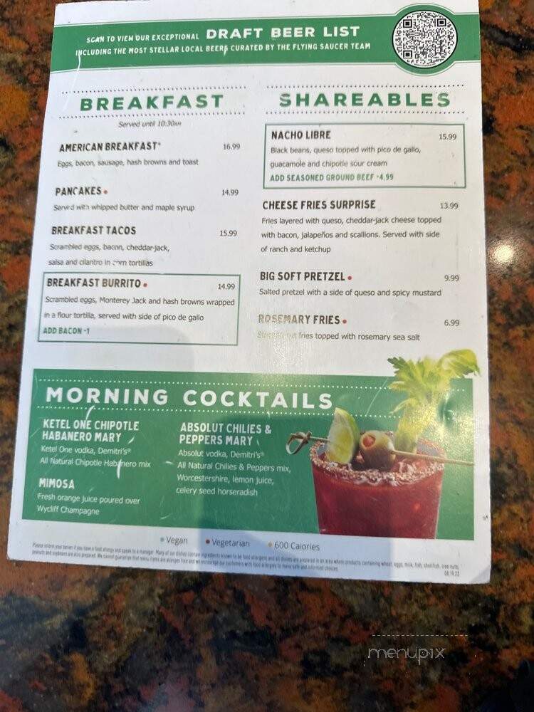 Flying Saucer - Dallas, TX menu_pic