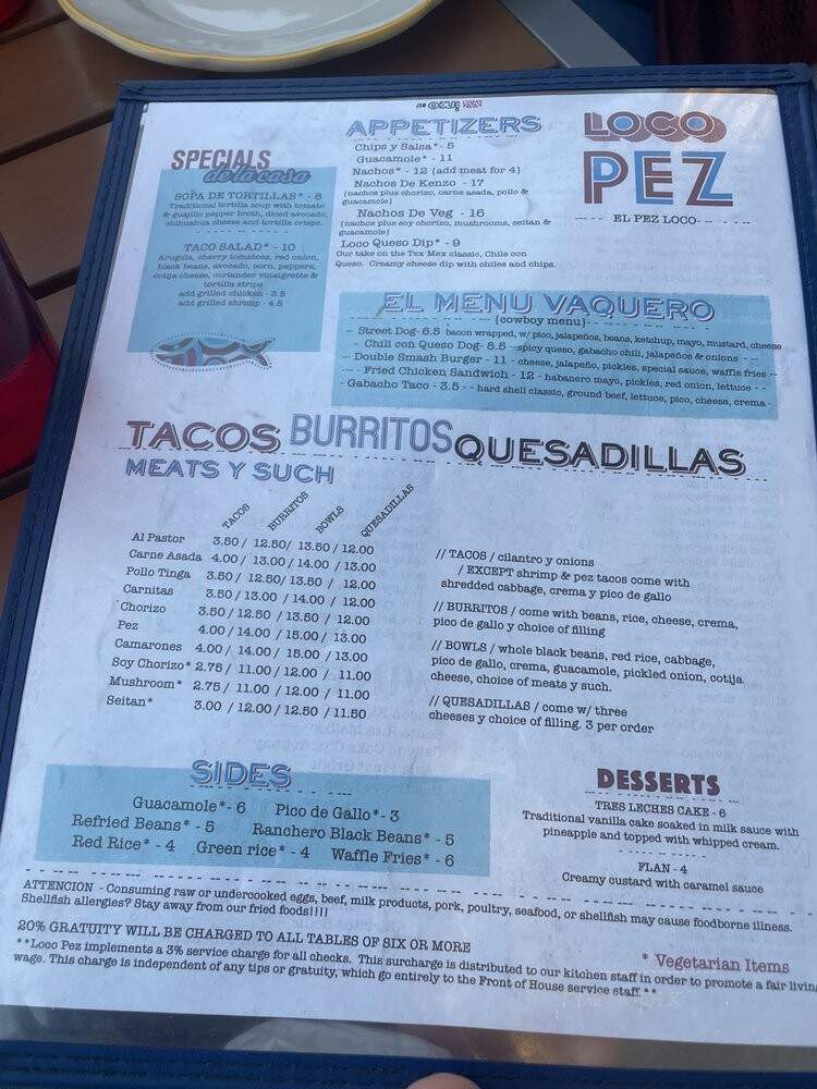 Loco Pez - Philadelphia, PA menu_pic