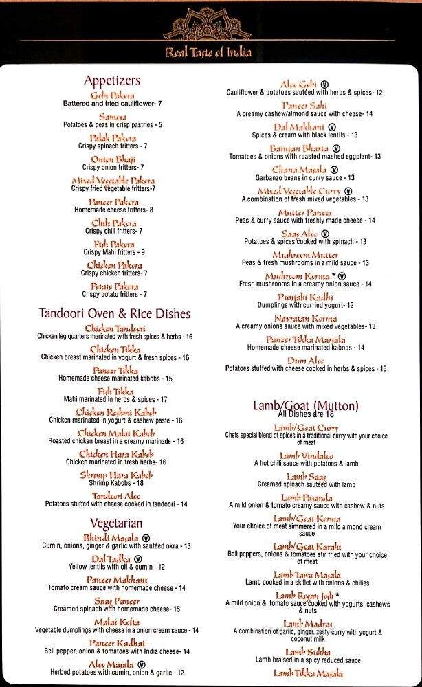 Real Taste Of India - Medford, OR menu_pic