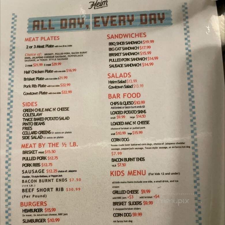 Heim Barbecue - Dallas, TX menu_pic