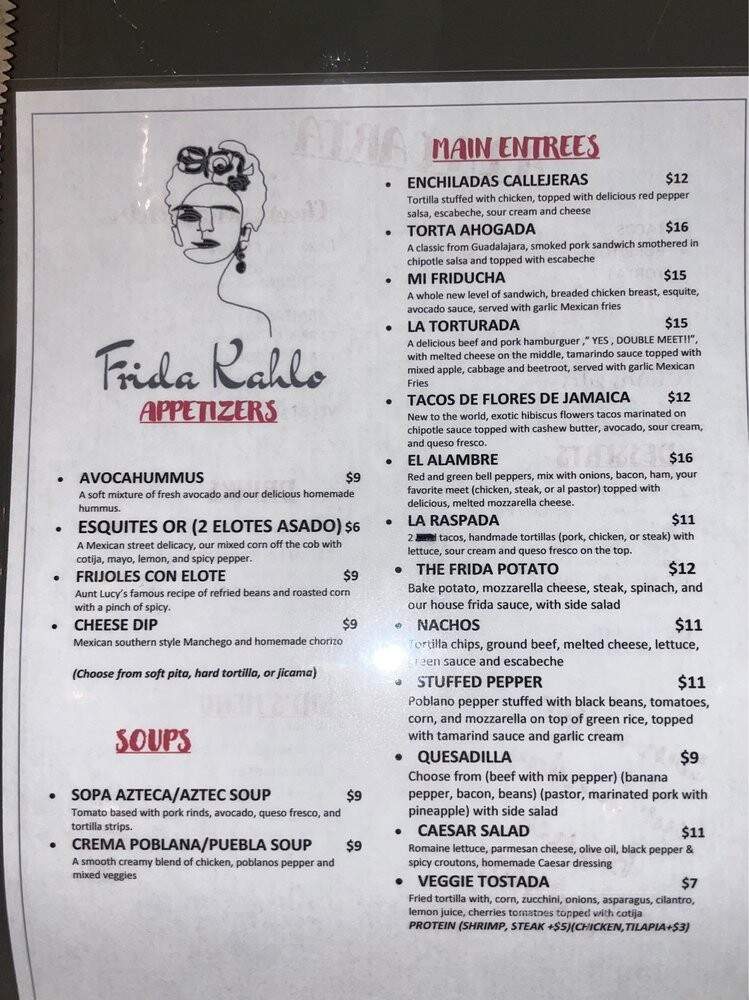 Frida Kahlo - Pelham, AL menu_pic