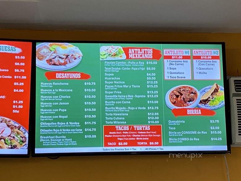 Taqueria Rosa & Sul - El Monte, CA menu_pic