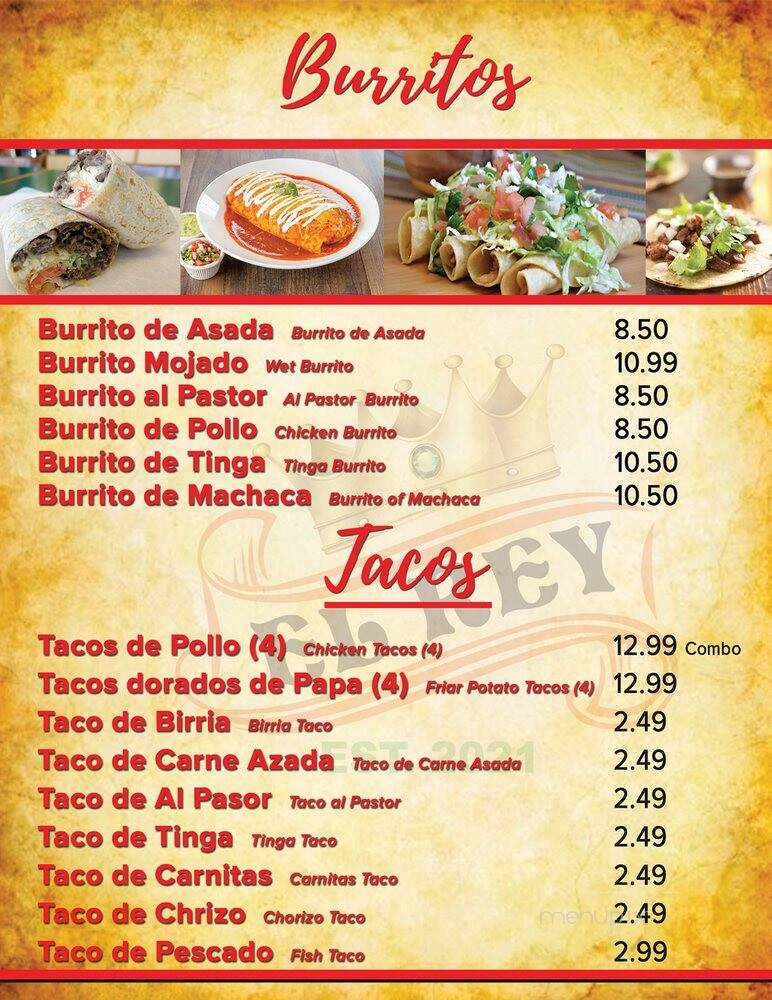 El Rey Mexican Grill & Seafood - North Hollywood, CA menu_pic
