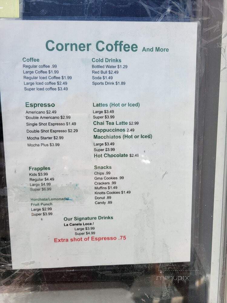 Corner Coffee and More - San Antonio, TX menu_pic