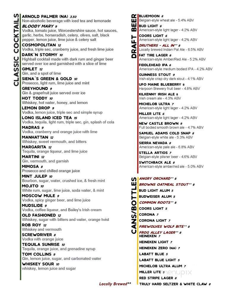 Albany Stadium Restaurant & Bar - Albany, NY menu_pic