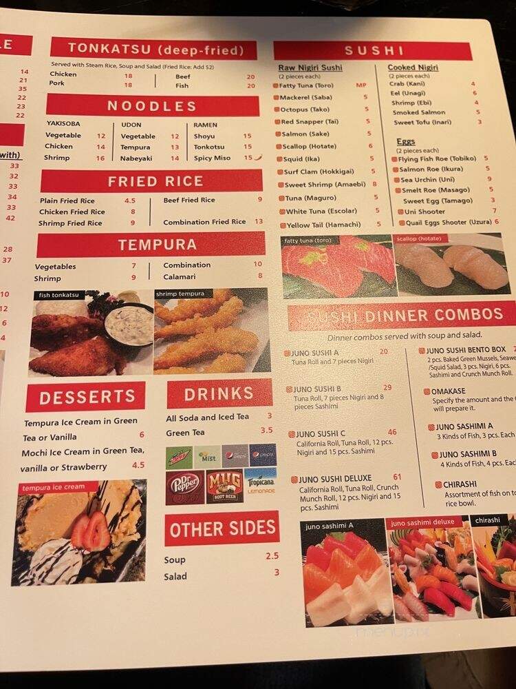 Juno Japanese Restaurant - Louisville, KY menu_pic