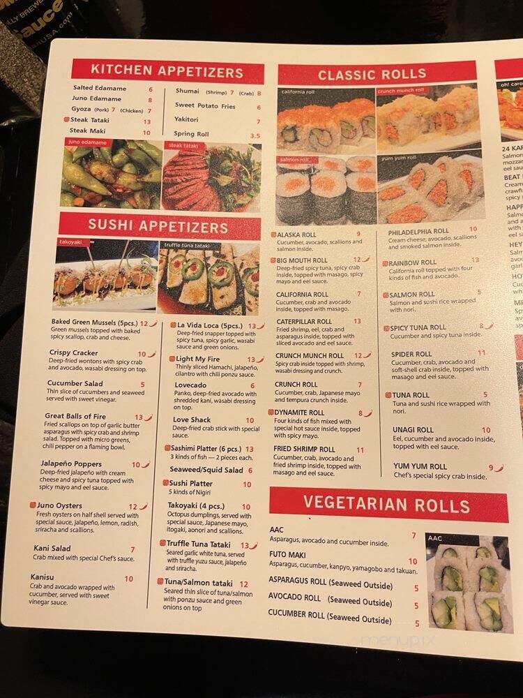 Juno Japanese Restaurant - Louisville, KY menu_pic