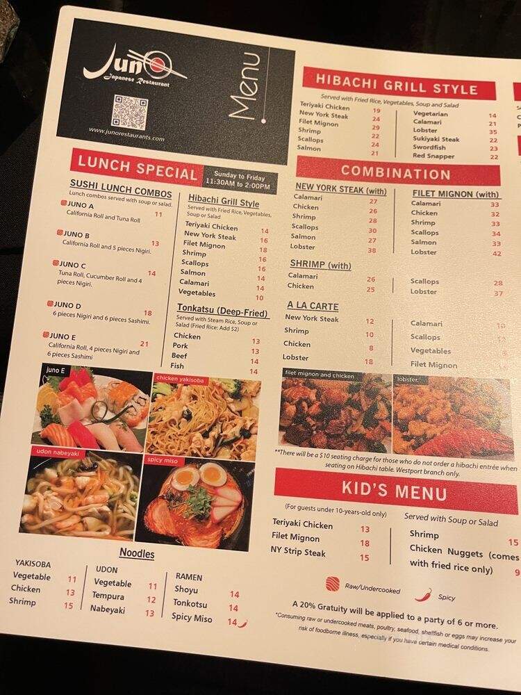 Juno Japanese Restaurant - Louisville, KY menu_pic