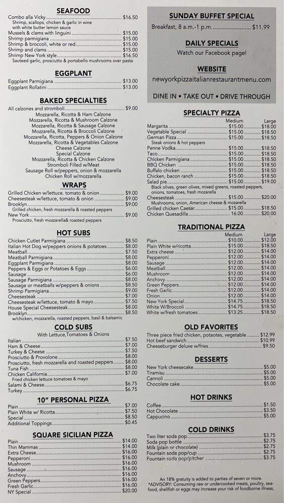 New York Pizza and Italian Restaurant - Grand Island, NE menu_pic